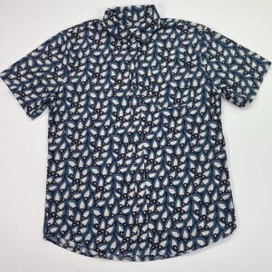 Katin Button Shirt Men’s Large Shirt Sleeve Peacock Feather Print Summer Beach